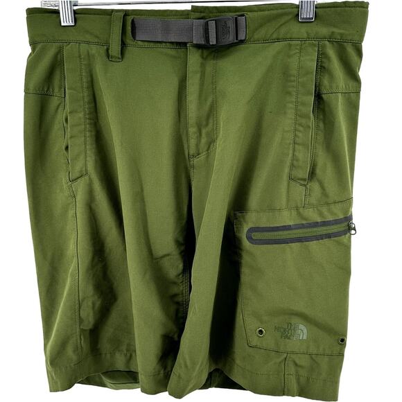 North Face Apex Washoe Short Cargo UPF 50 Outdoor Stretch Web Belt Green 30 - Picture 1 of 8